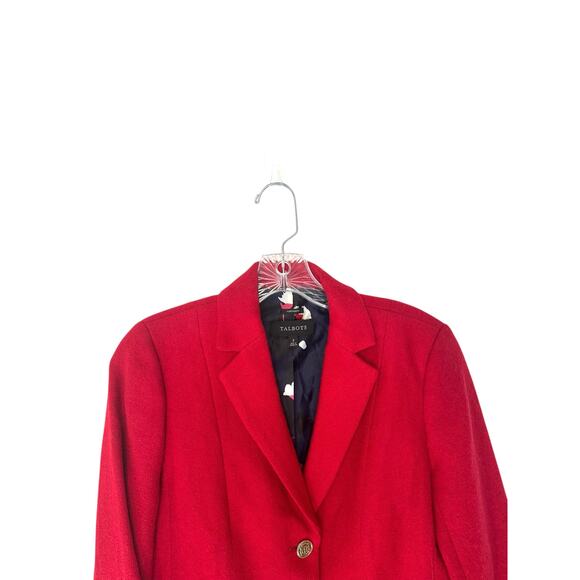 Talbots Red Office Work Career Business Preppy Wool Blend Aberdeen Blazer Size 2 - Picture 6 of 12